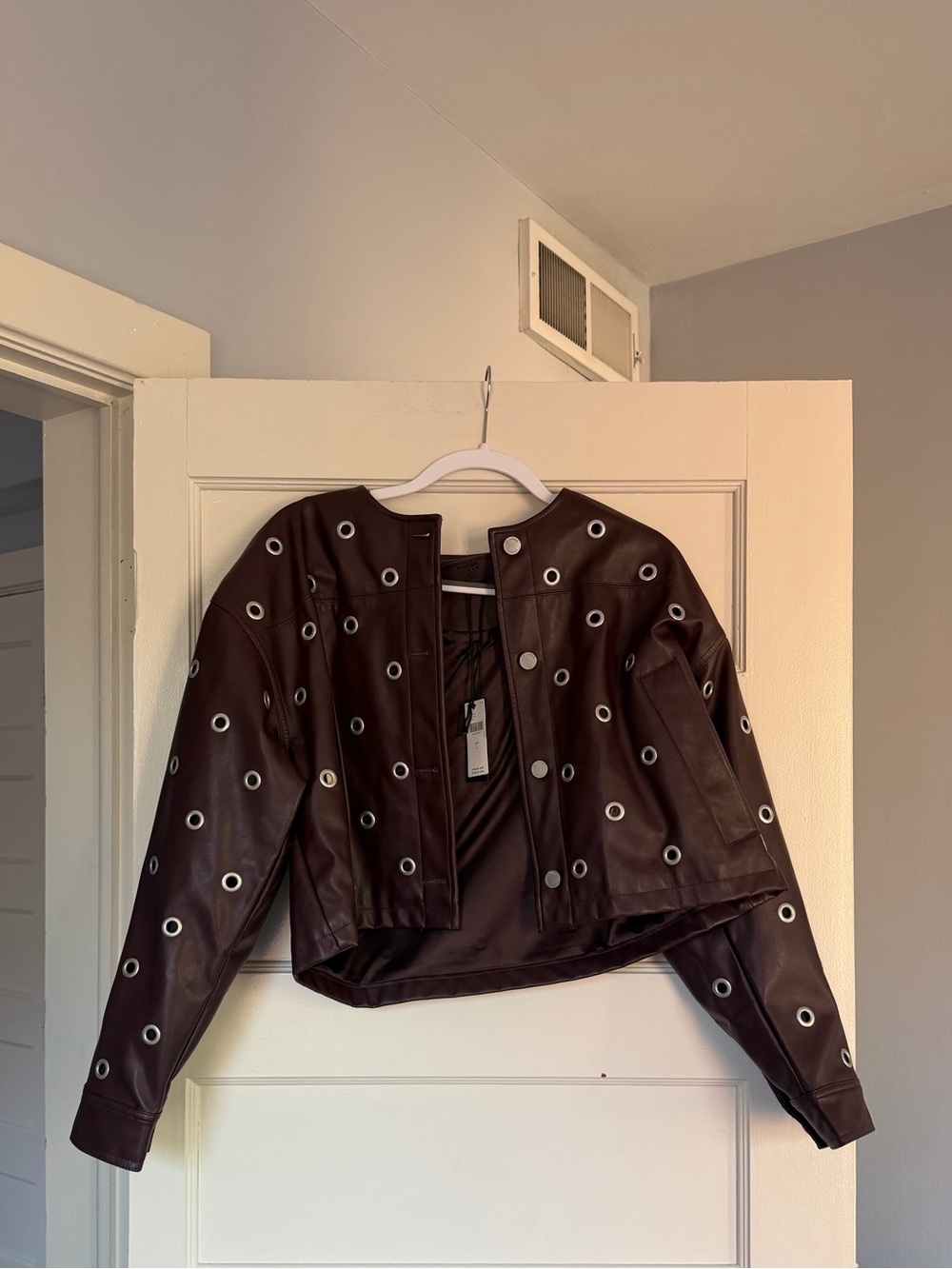 New Anthropologie BLANKNYC Faux Leather Grommet Jacket